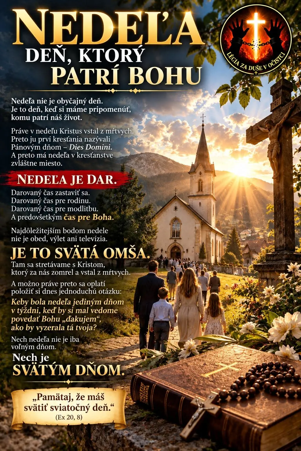 Nedeľa – deň, ktorý patrí Bohu – duchovná grafika Légie za duše v očistci