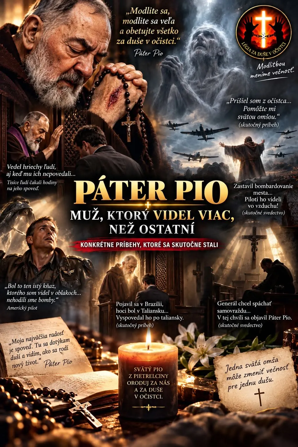 Páter Pio – duchovná grafika Légie za duše v očistci
