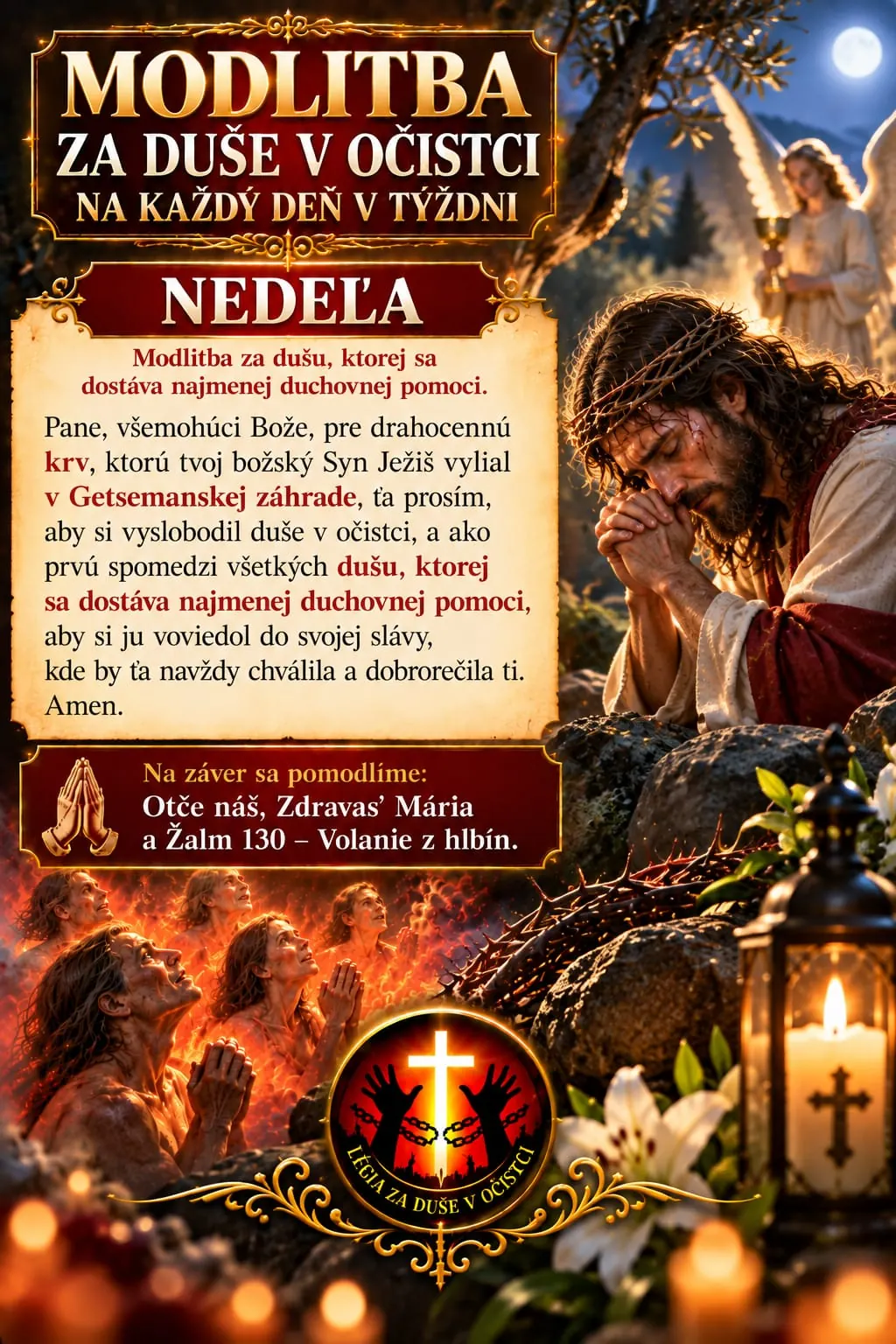 Modlitba za duše v očistci – Nedeľa, obraz Ježišovho utrpenia