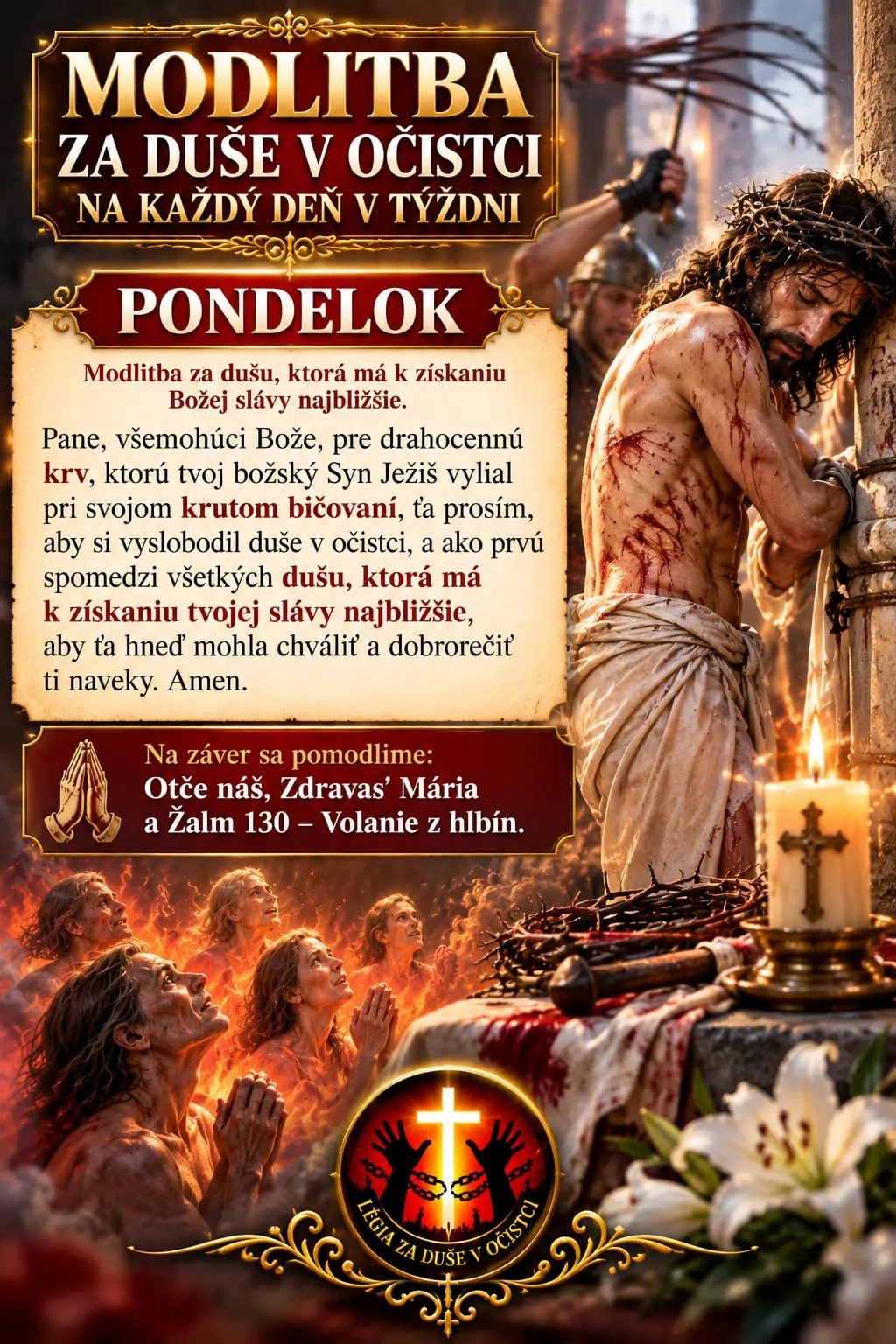 Modlitba za duše v očistci – Pondelok, obraz Ježišovho utrpenia