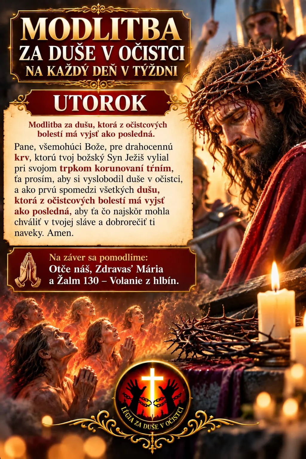 Modlitba za duše v očistci – Utorok, obraz Ježišovho utrpenia